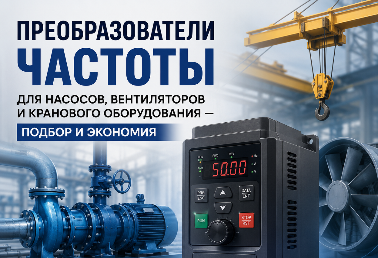 Преобразователи частоты для насосов, вентиляторов и кранового оборудования — подбор и экономия