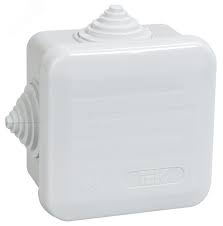 Коробка КМ41236 распаячная для о/п 70х70х40мм IP44 (RAL7035, 4 гермоввода, защелкивающаяся крышка)