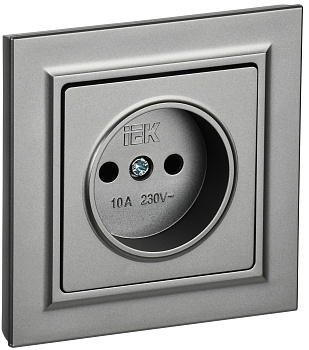 IEK BRITE Сталь Розетка без з/к/ш 10А в сборе РСР10-1-0-БрС