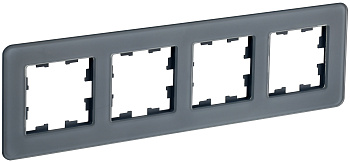 IEK BRITE DECOR Графит матовый стекло скругл.угол  Рамка 4-м РУ-4-2-Бр RE