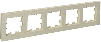 IEK BRITE DECOR Бежевый рифленый Рамка 5-м РУ-5-Бр