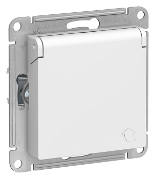 Systeme Electric AtlasDesign Бел Розетка с/з со шторками с крышкой, 16А, IP20, механизм