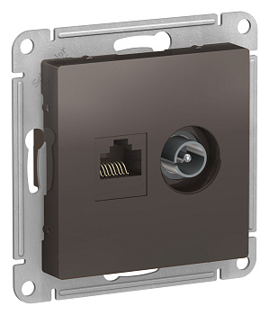 Systeme Electric AtlasDesign Мокко Розетка двойная комп+ТВ, RJ45+TV, кат.5E, механизм