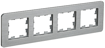 IEK BRITE DECOR /алюм метал. скругл.угол Рамка 4-м РУ-4-1-Бр RE AL