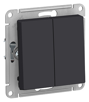 Systeme Electric AtlasDesign Карбон Выключатель 2-клавишный сх.5, 10АХ, механизм