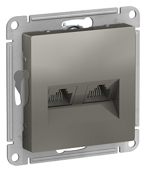 Systeme Electric AtlasDesign Сталь Розетка двойная компьютерная RJ45+RJ45, кат.5E, механизм